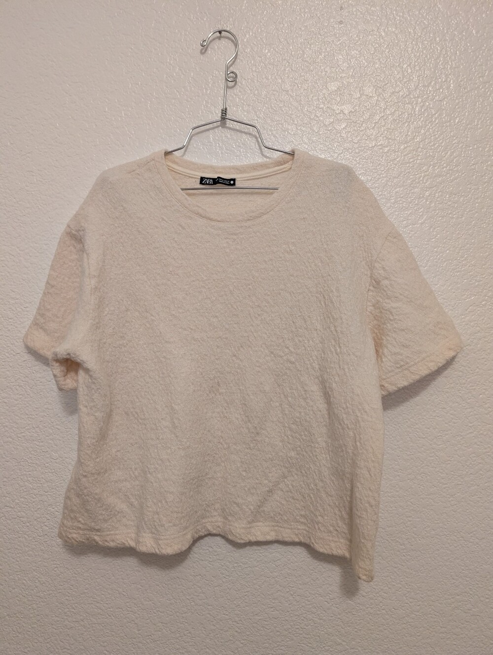 Zara Wool Blend Top Cream Size Medium